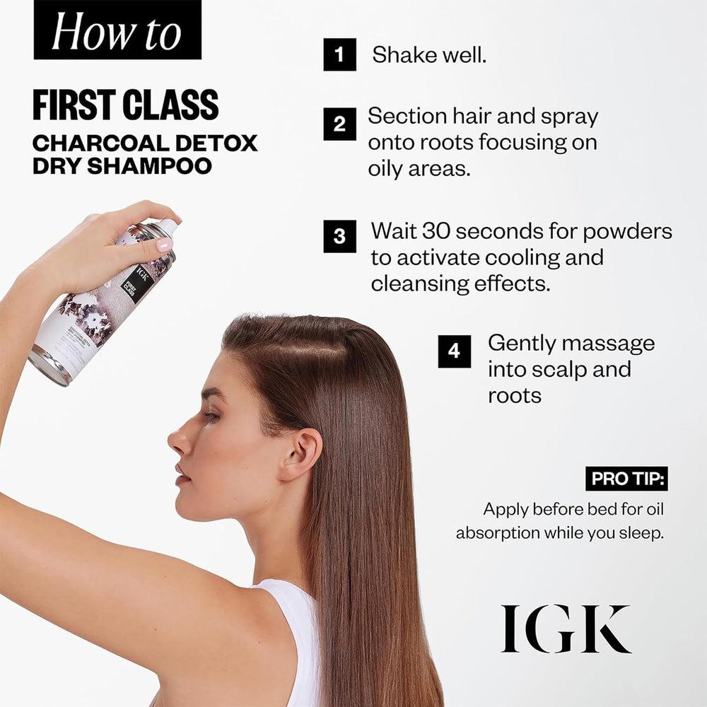 IGK First Class Detox Charcoal Shampoo lightweight non-sticky finish on hair