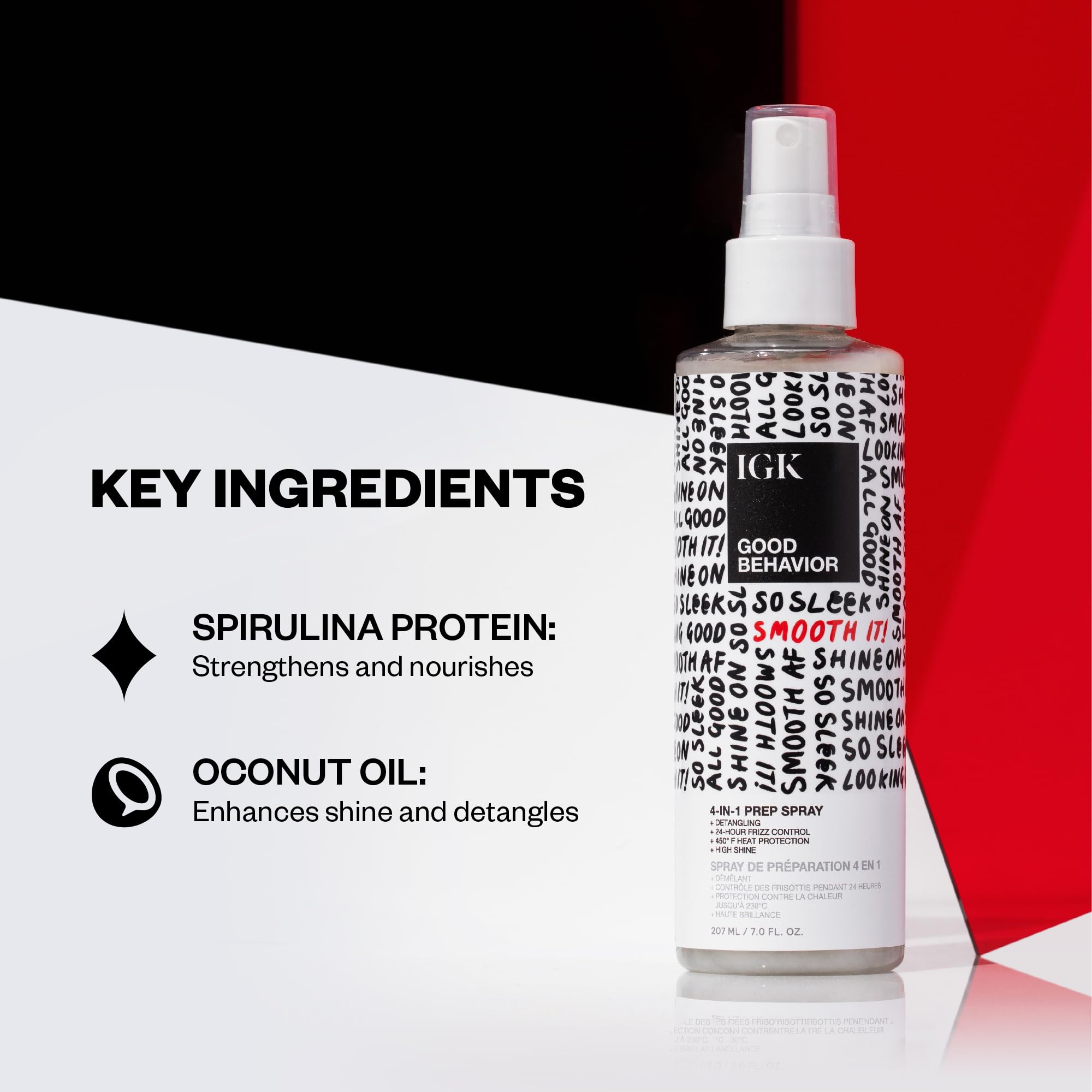 IGK Good Behavior heat protection mist shields strands from high-heat styling