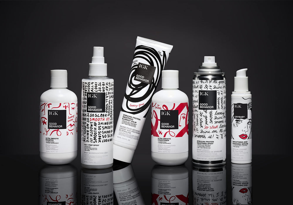 IGK Good Behavior shampoo pour and lather shows easy even distribution.