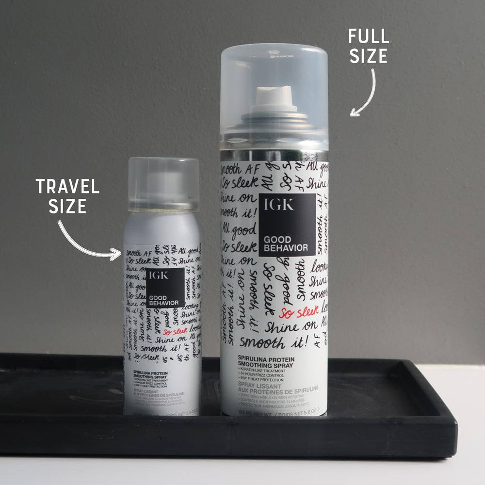 IGK Good Behavior spray mist demonstrates even dispersion for frizz-free hold