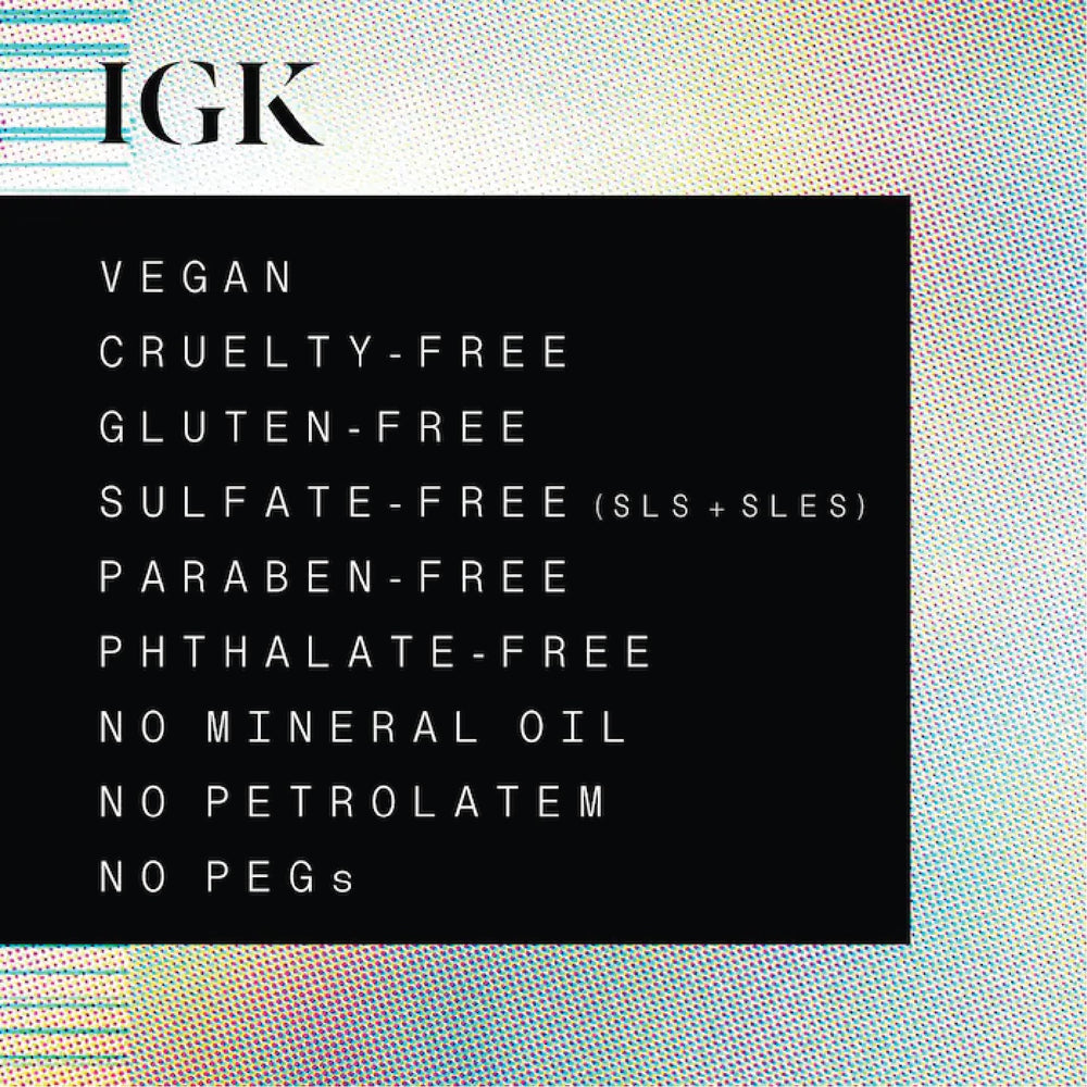 IGK Good Behavior vegan cruelty-free label signals ethical hair care