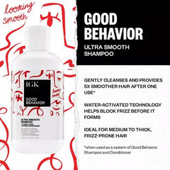 IGK Good Behavior bottle back highlights vegan and cruelty-free formula.