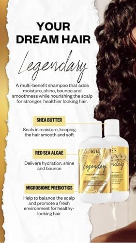 IGK Legendary Dream Conditioner tube illustrating smooth, frizz-free strands