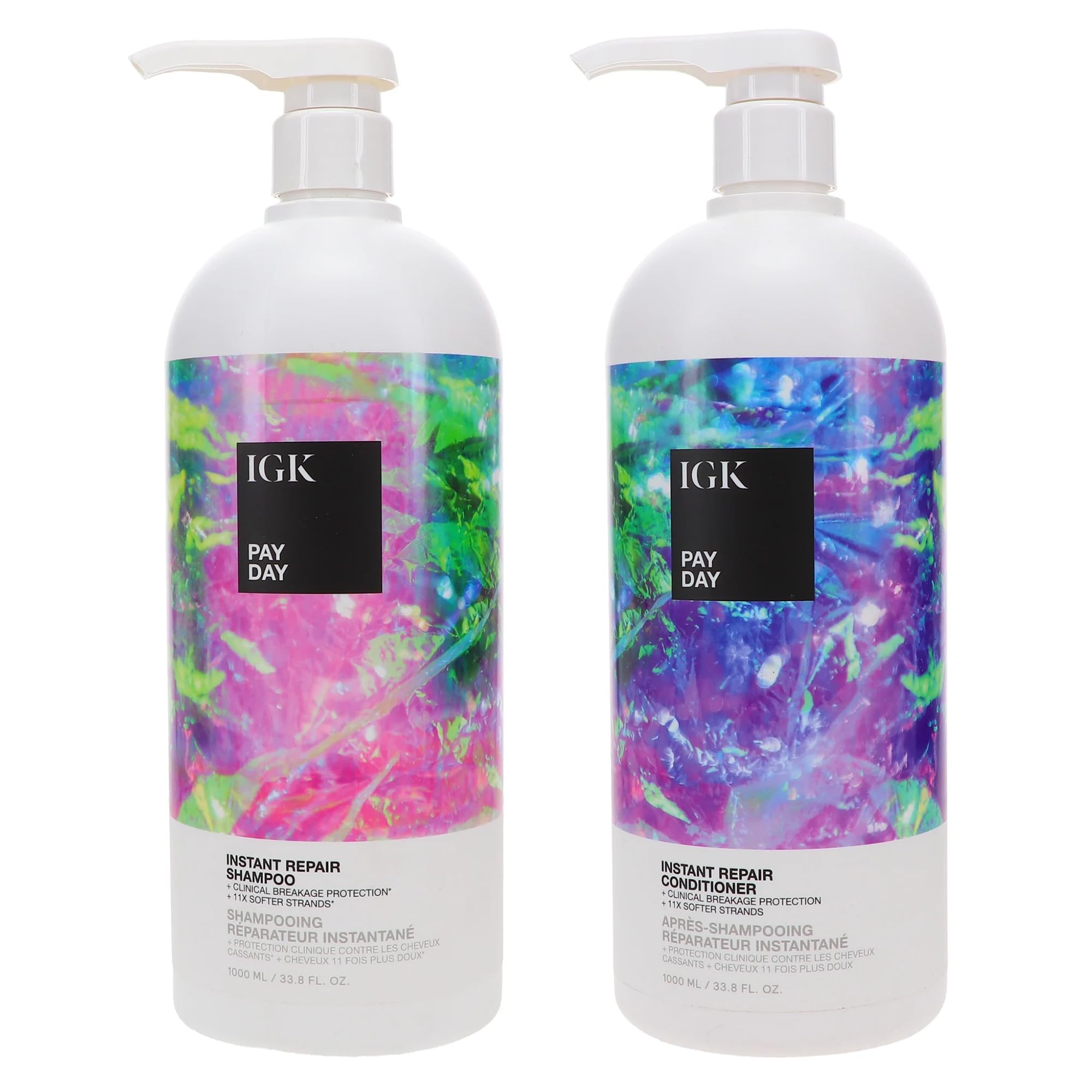 IGK Pay Day shampoo bottle highlights nourishing formula for dry and color treated hair.