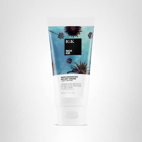 IGK Rich Kid coconut oil gel application on curls creating effortless air-dried texture.