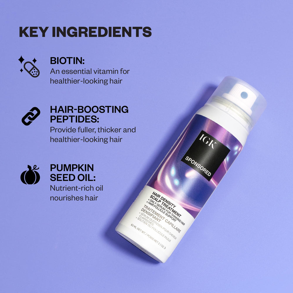 IGK serum-in-mist application highlights cooling, weightless feel during use.