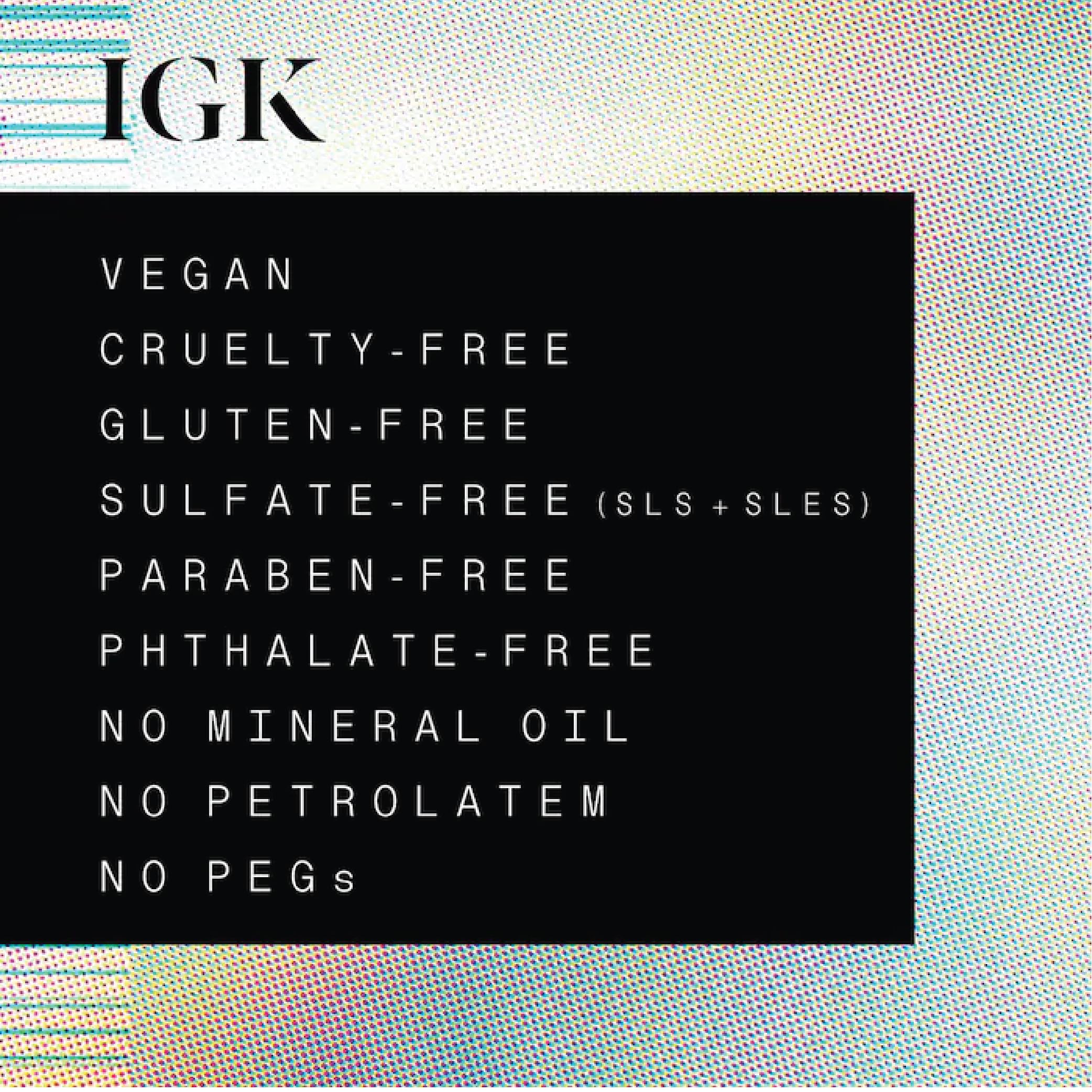 IGK Travel set flatlay with Antisocial mask and Good Behavior spray