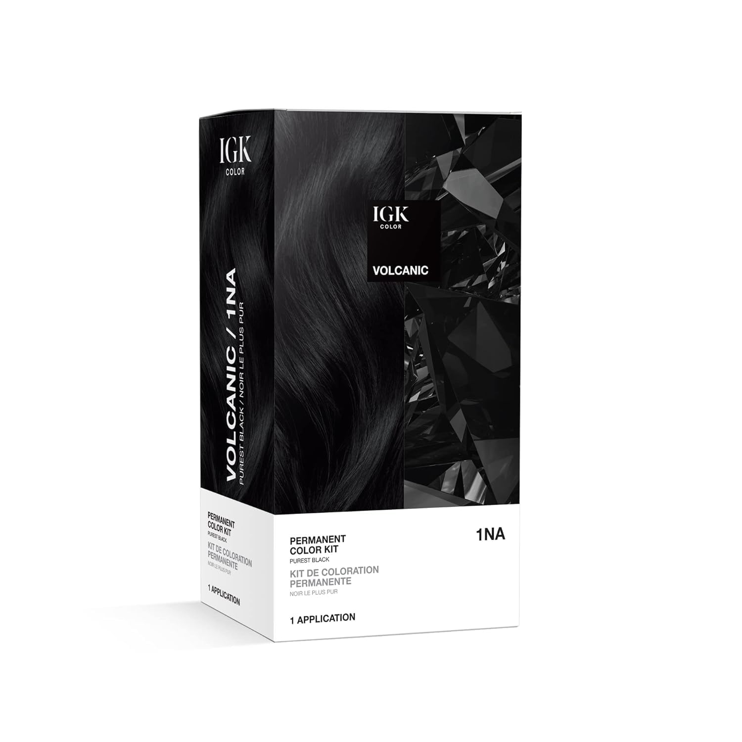 IGK Volcanic Purest Black bottle for at-home color with full gray coverage