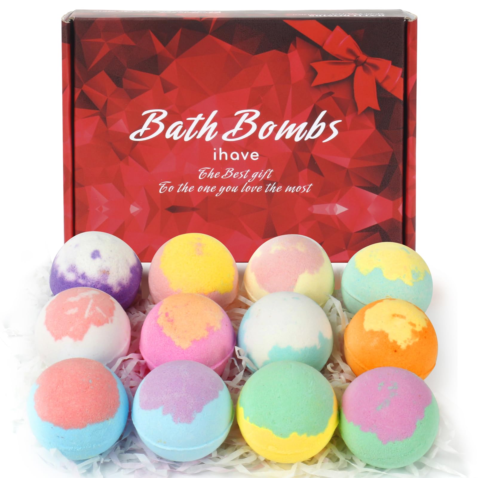 iHave bath bombs collection with twelve fragrances for a relaxing soak.