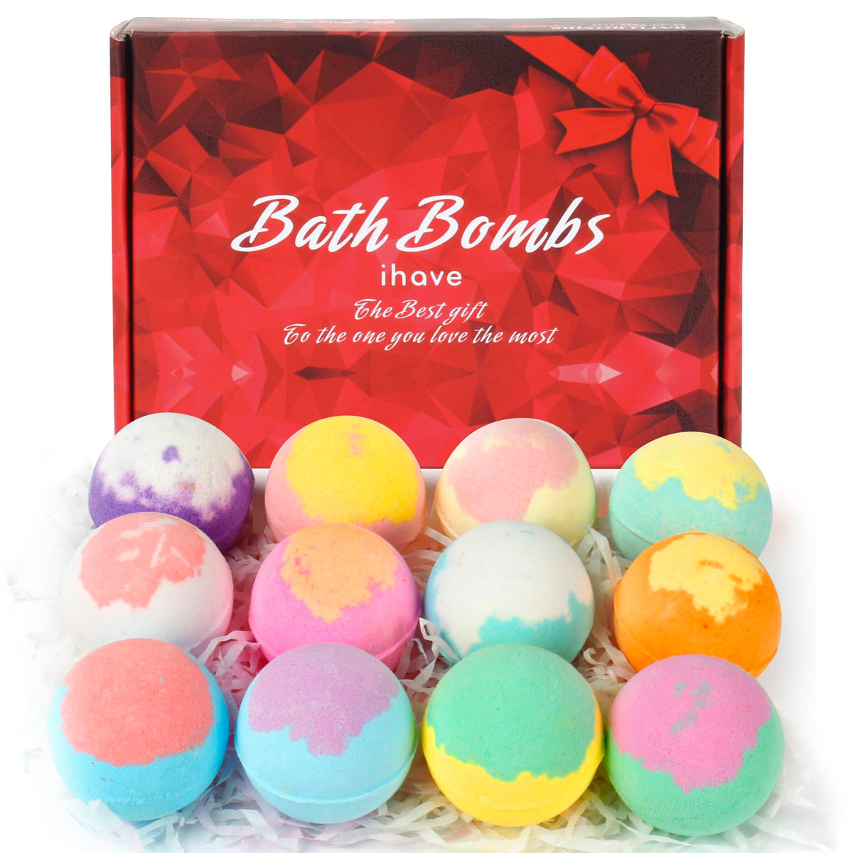 iHave bath bombs collection with twelve fragrances for a relaxing soak.
