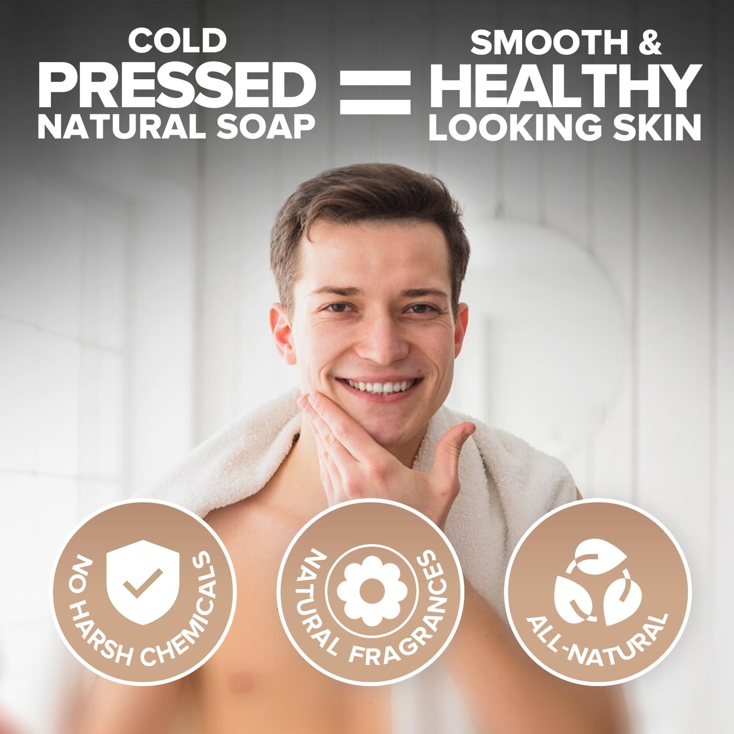 Sea salt gently exfoliates with Patchouli Soap for balanced skin feel