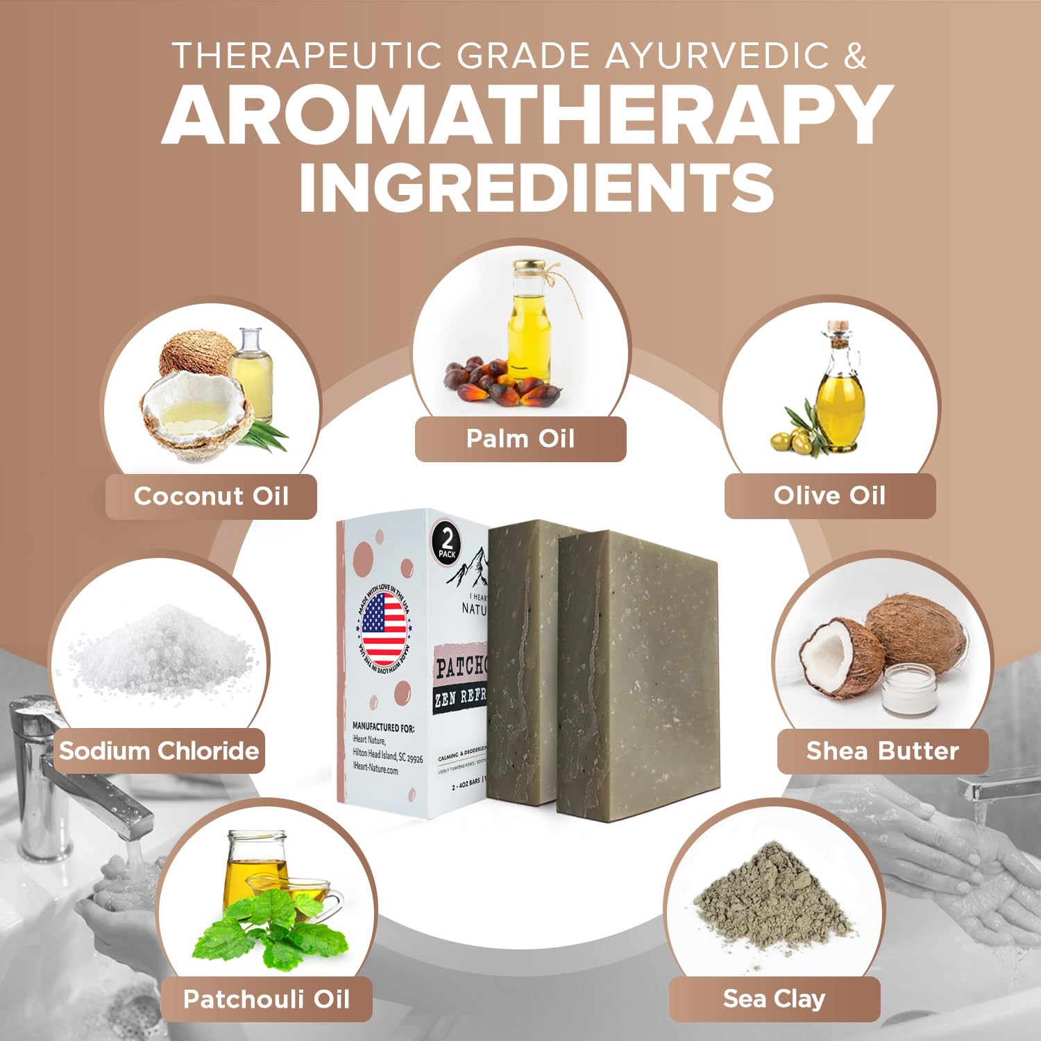 Creamy lather from iHeart Patchouli Soap Bar softly cleanses and nourishes skin