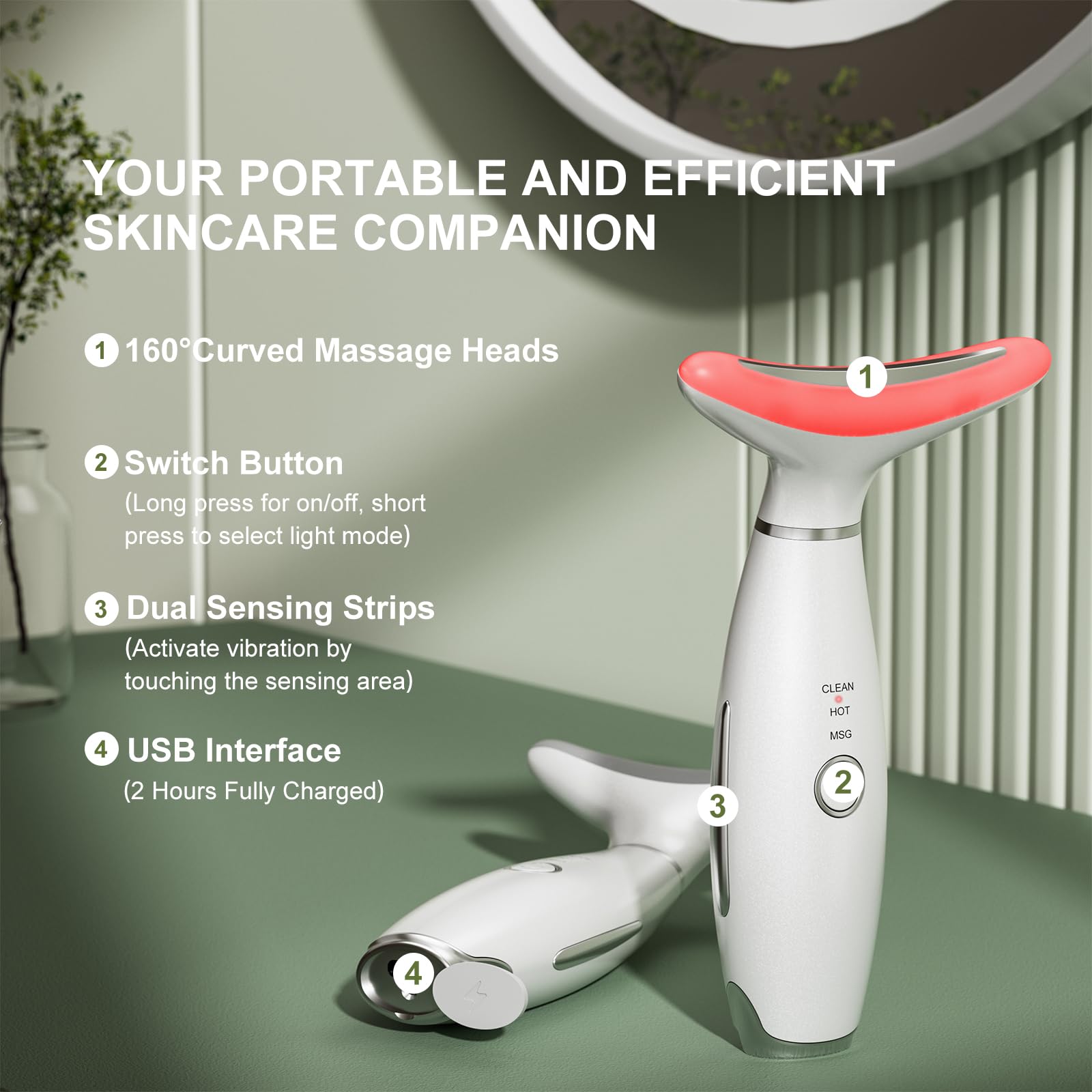 IHOWIN AM-810W microcurrent-head enables subtle electrical stimulation for sculpting effects.