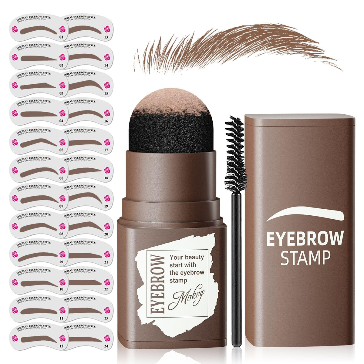 ihrlpxkc eyebrow stamp kit showing 24 styles for natural, precise shaping.