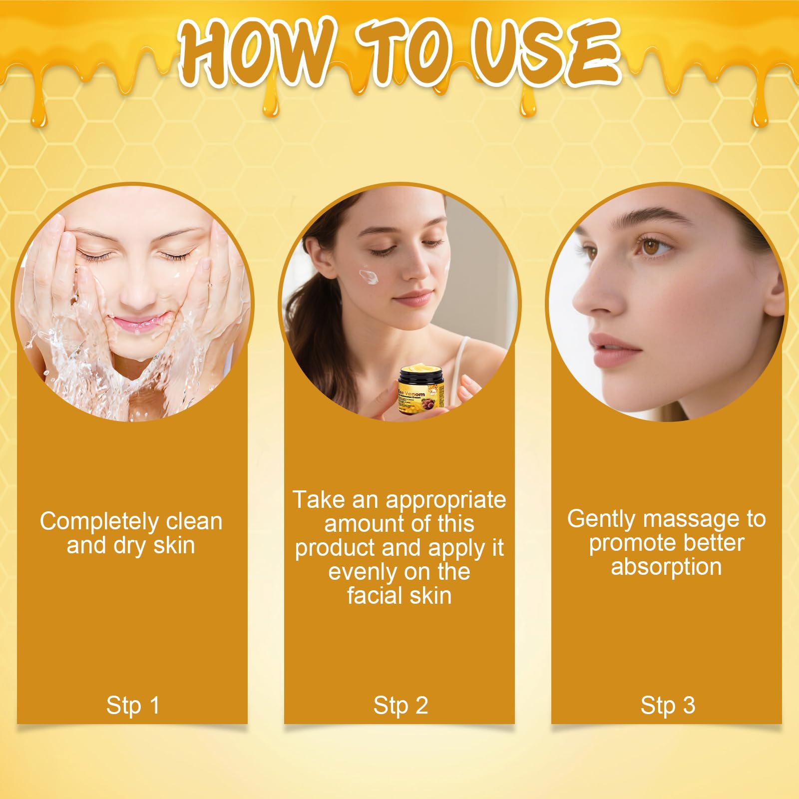 IIIMEIDU Bee Venom Skin Cream massage application for easy absorption.