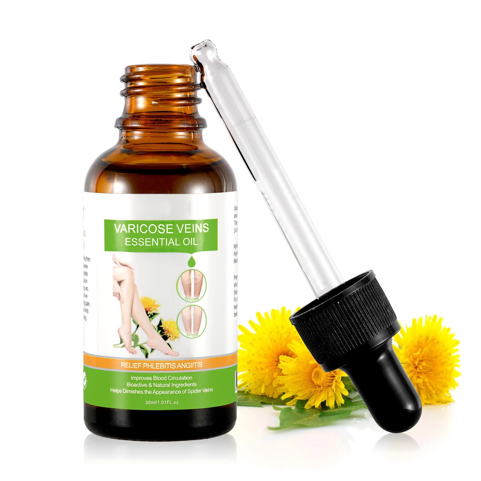 IKZEE brand label on Varicose Veins Essential Oil bottle signaling trusted leg care