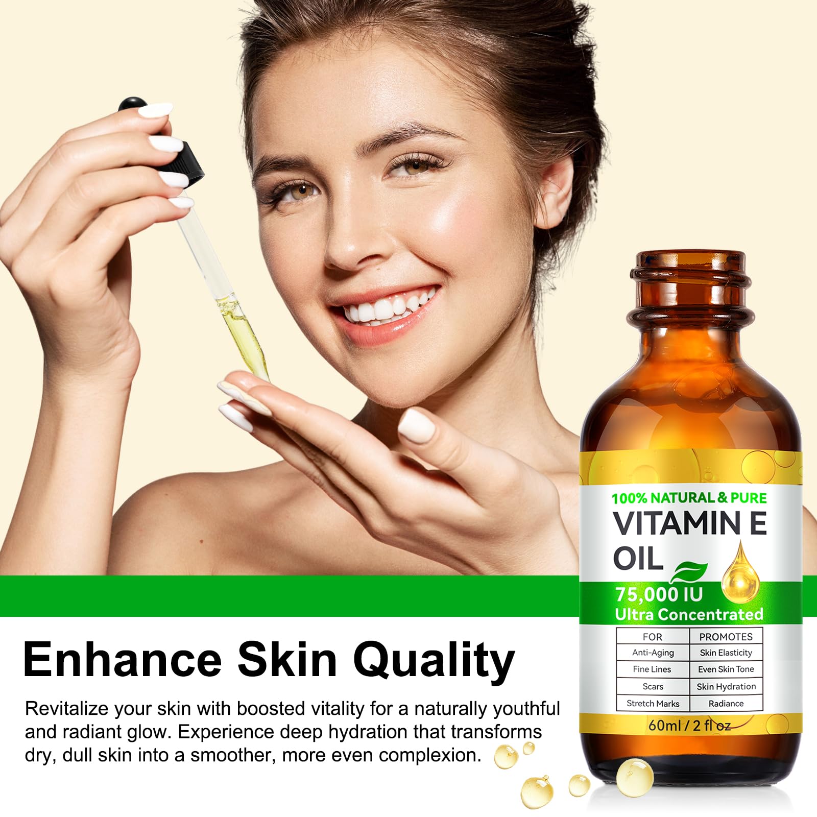 IKZEE Vitamin E Oil with dropper for precise application and hydration