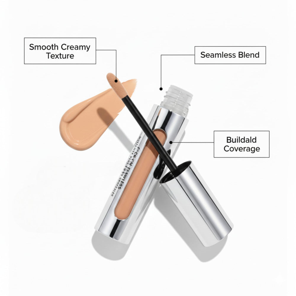 Spot correction with Il Makiage concealer to soften blemishes without caking.