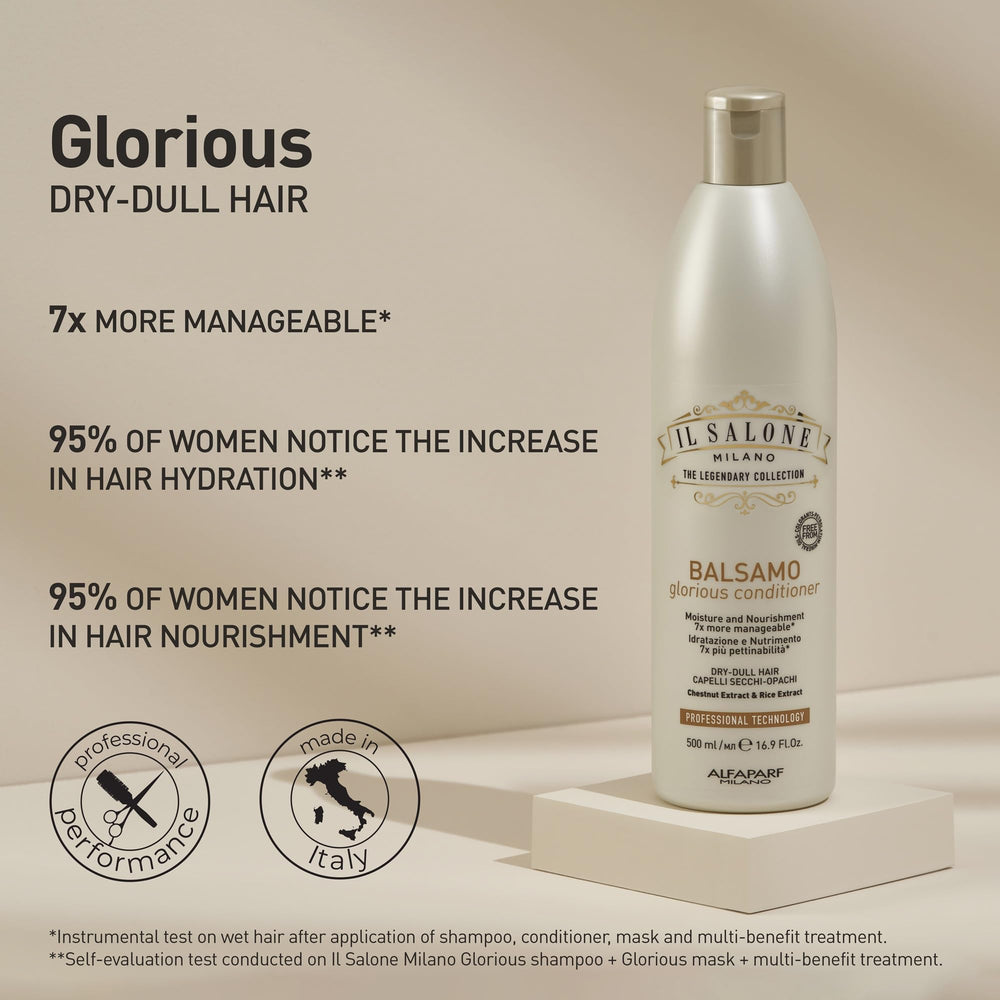 Il Salone Milano Glorious Moisturizing Conditioner being applied to hair lengths and ends.