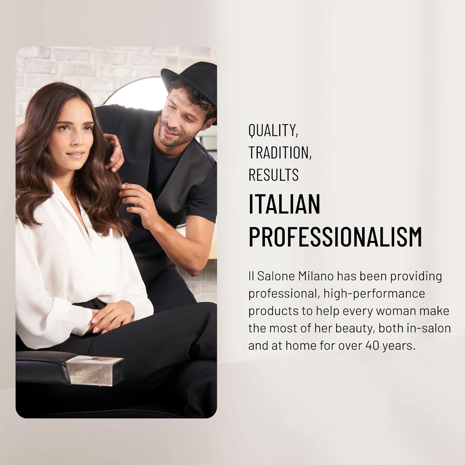 Il Salone Milano Glorious Moisturizing Conditioner vegan formula in Italian-made bottle signaling gentle nourishment.