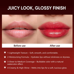 ilembane Plum Red lipstick on lips displays glossy finish and comfortable wear