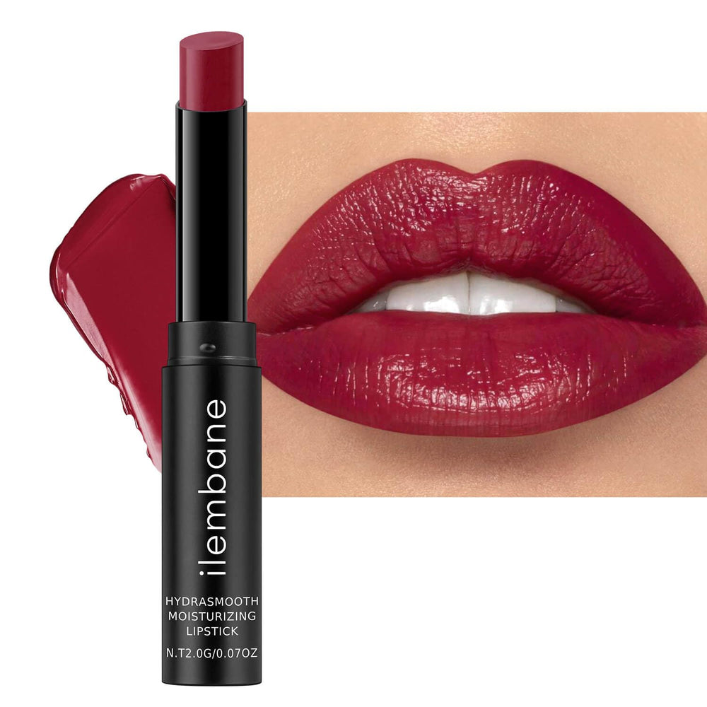 ilembane Plum Red lipstick packaging close-up highlighting premium design and portability