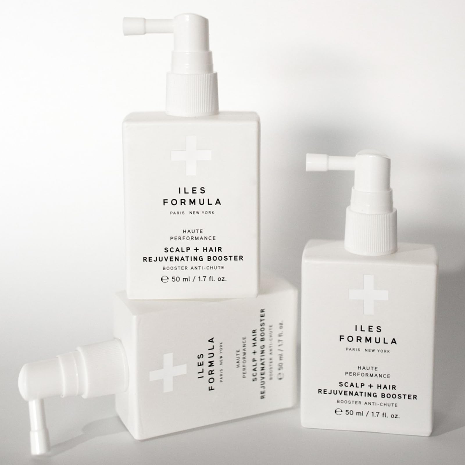 ILES FORMULA Scalp + Hair Booster on-scalp action focuses on targeted root nourishment.