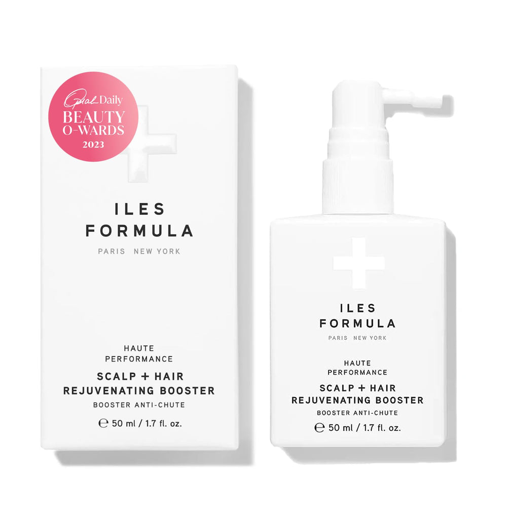 ILES FORMULA Scalp + Hair Booster serum-dispense shows convenient, even distribution.