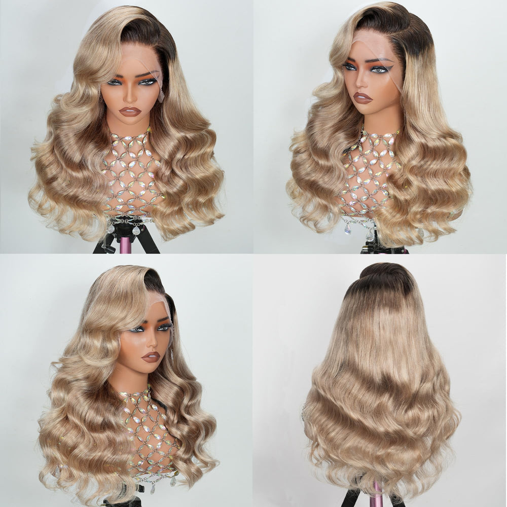ILHILH milk tea ash blonde lace front wig for everyday elegance