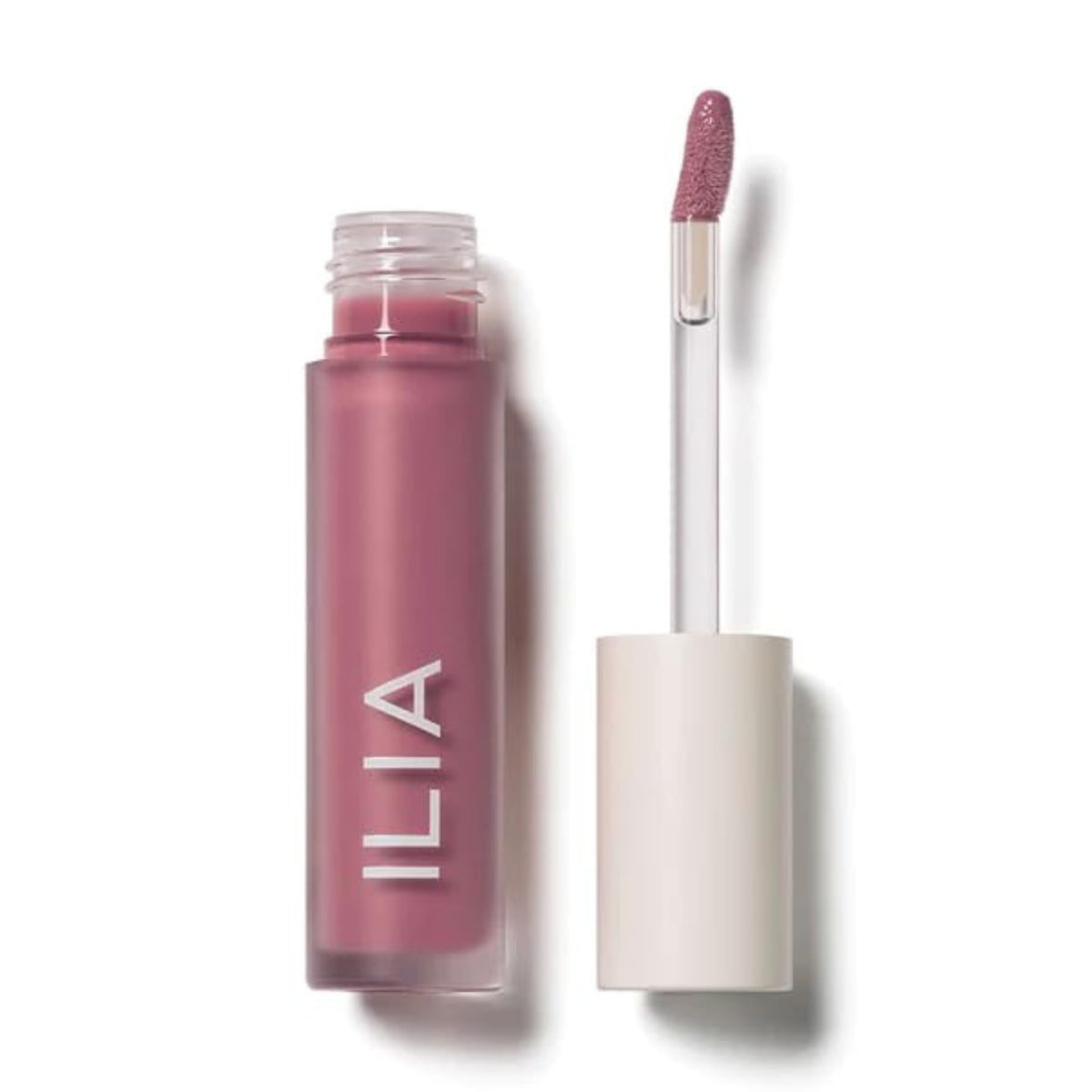 ILIA Balmy Gloss Tinted Lip Oil Maybe Violet packaging emphasizes premium, easy-use design