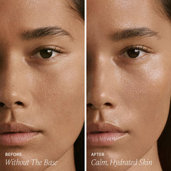 Product being layered under makeup for a calm, even base.