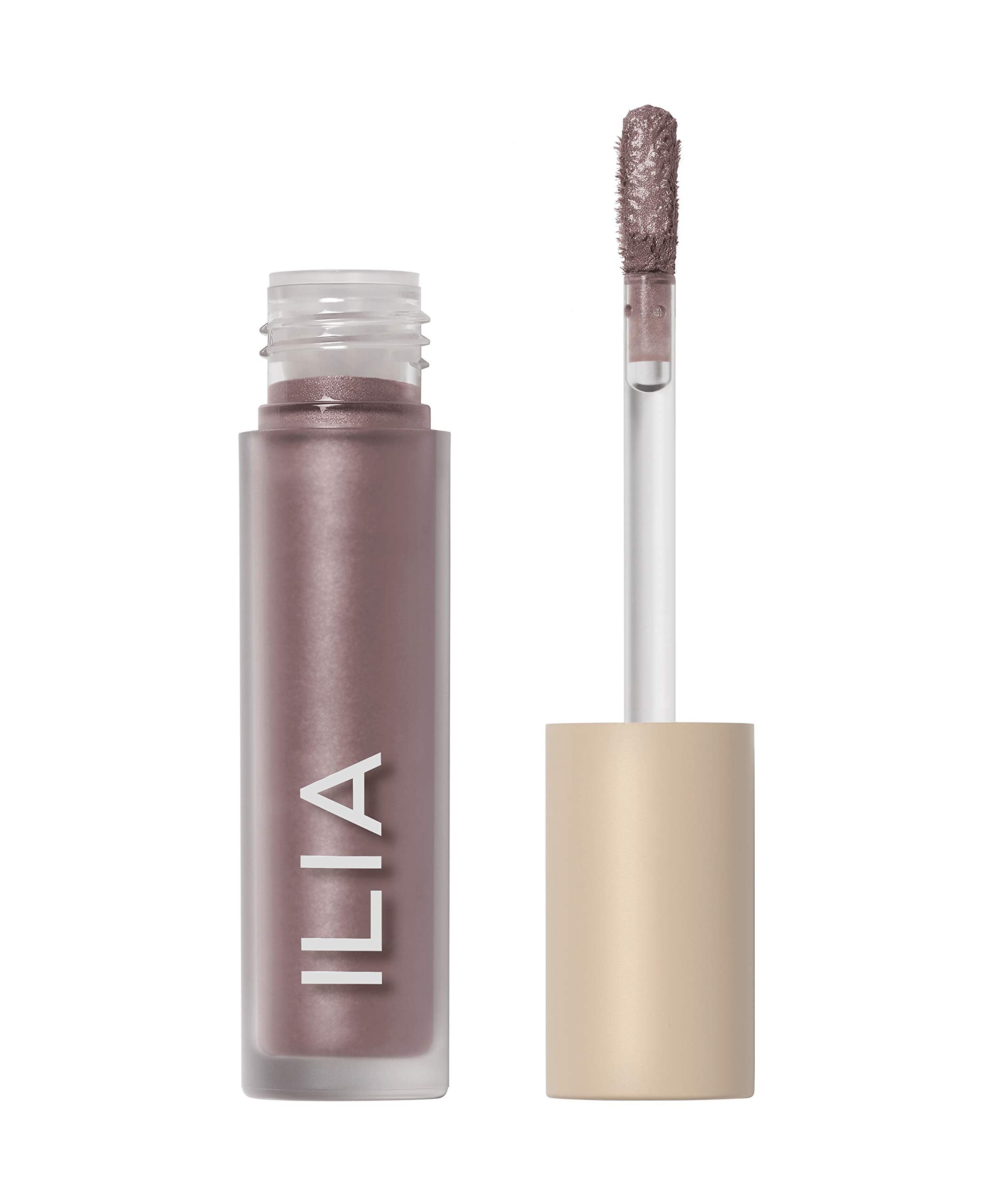 ILIA Chromatic Liquid Powder Eye Tint Dim Gray Lavender Pearl for bold metallic payoff.
