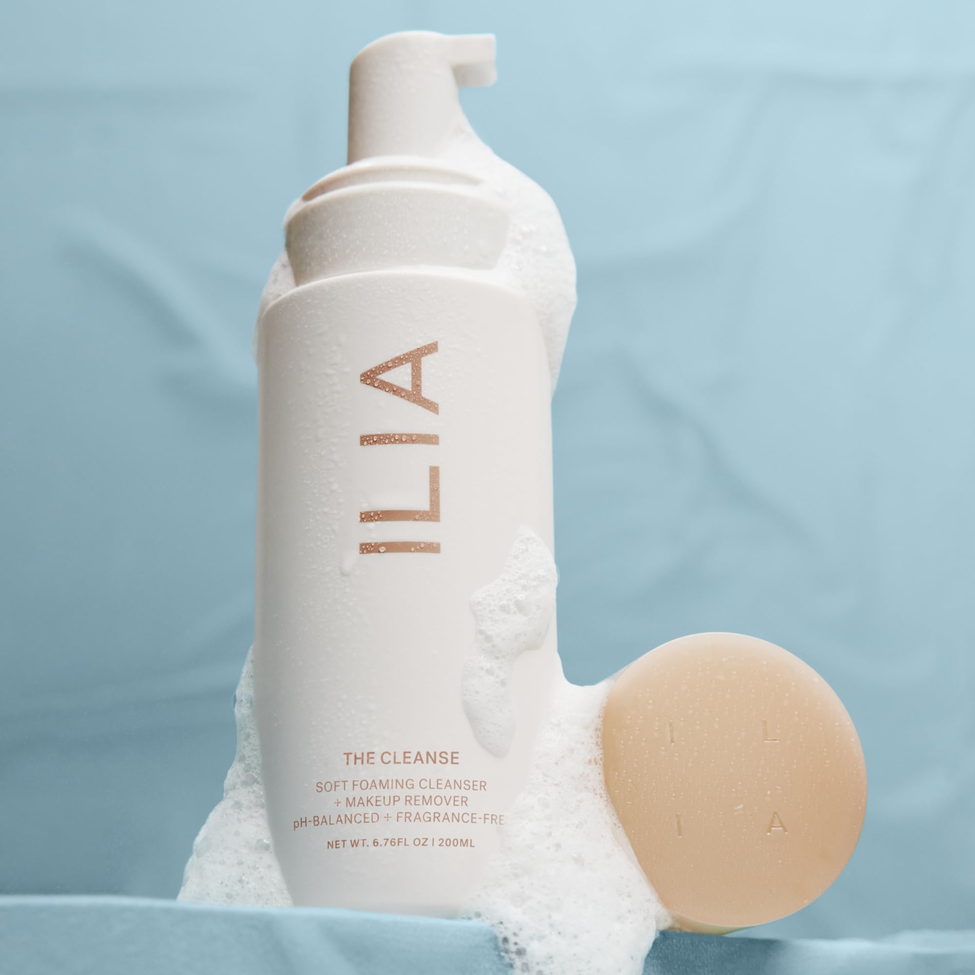 ILIA Cleanse texture on fingertip demonstrates gentle cleansing action