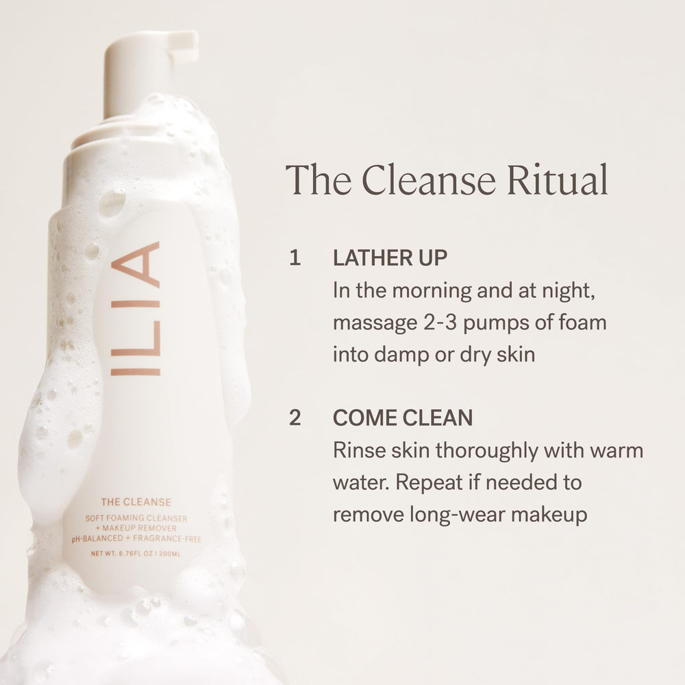 ILIA fragrance-free formula suits sensitive skin during cleansing