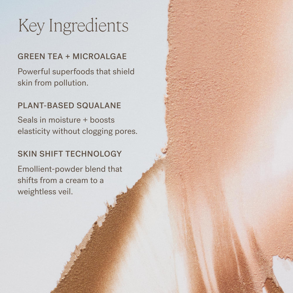 ILIA Lightweight Highlighter on face delivers a lasting glow.