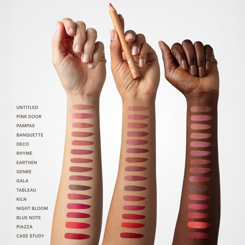 ILIA Lip Sketch Hydrating Crayon texture demonstrates smooth glide for precise color.