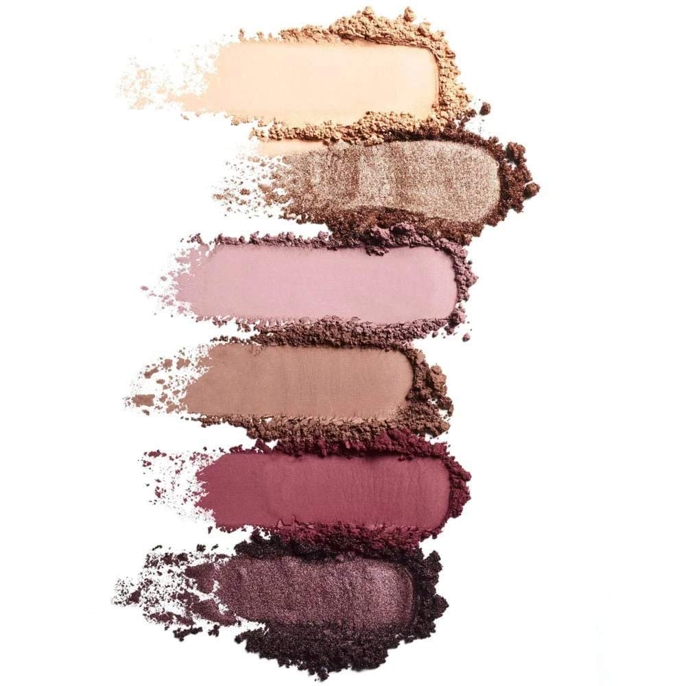 ILIA Necessary Eyeshadow swatches display matte, satin, and metallic finishes for day-to-night options.