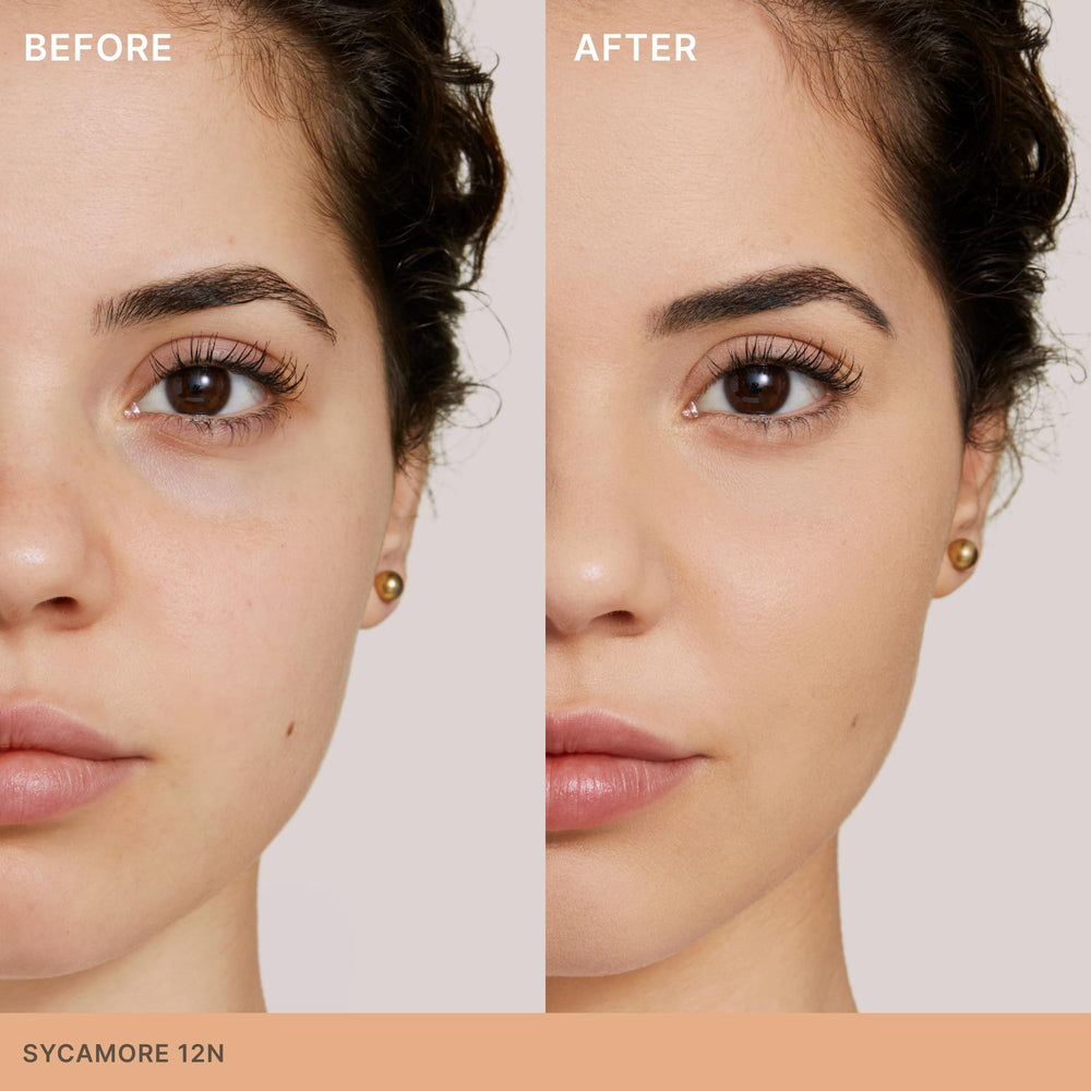 ILIA Skin Rewind application on cheek demonstrates natural-matte finish