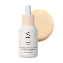 ILIA Super Serum Skin Tint SPF 40 bottle front with dewy finish