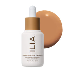 ILIA Super Serum Skin Tint bottle with SPF 40 delivers dewy, light coverage.
