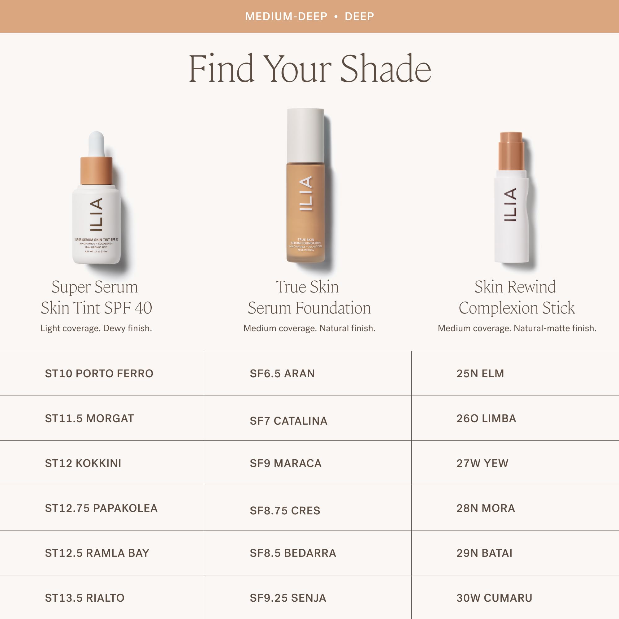ILIA True Skin Serum Foundation ingredients niacinamide and allantoin suggest smoothing and soothing effects.