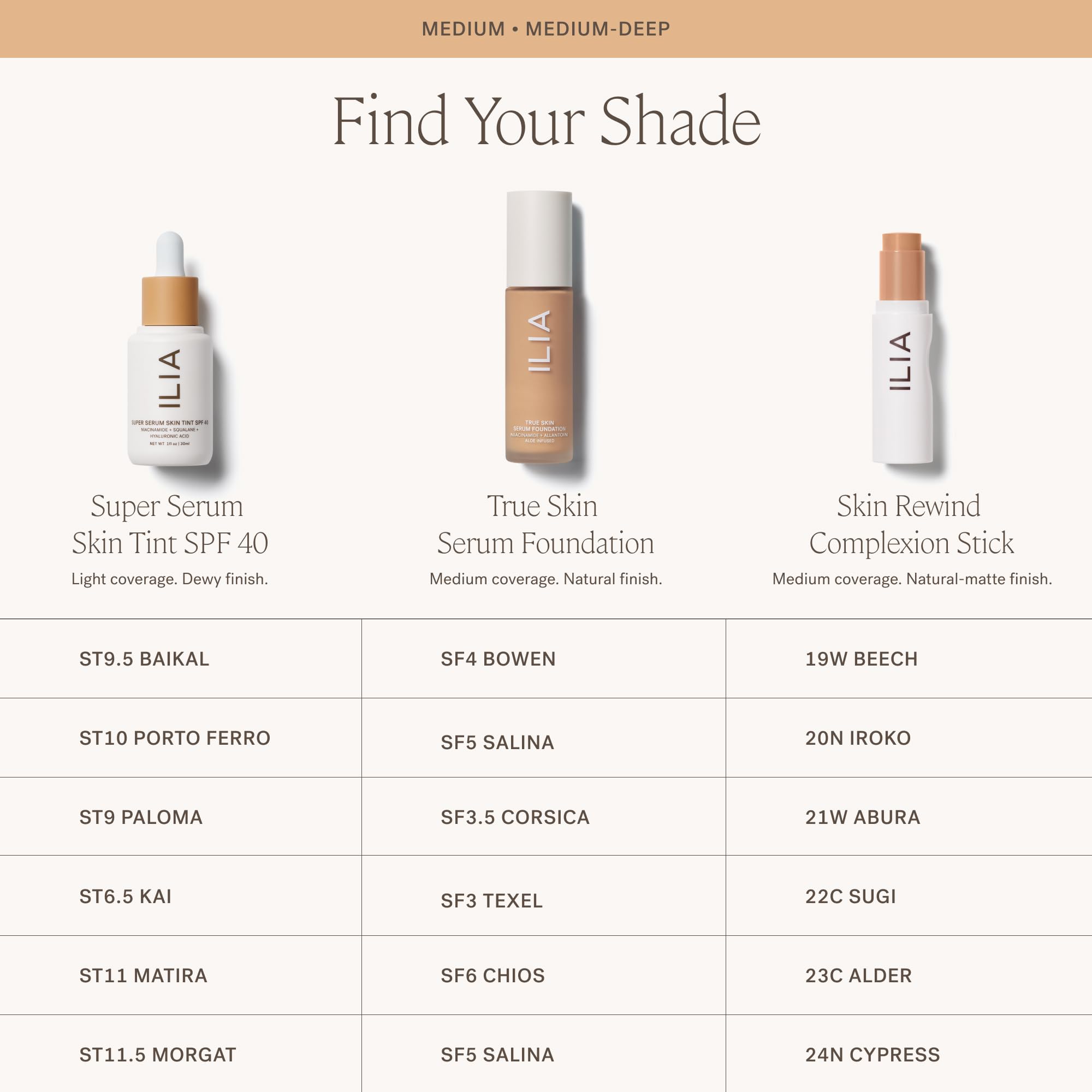 Non-comedogenic ILIA foundation packaging label.