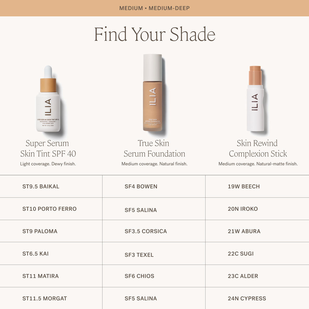Non-comedogenic ILIA foundation packaging label.