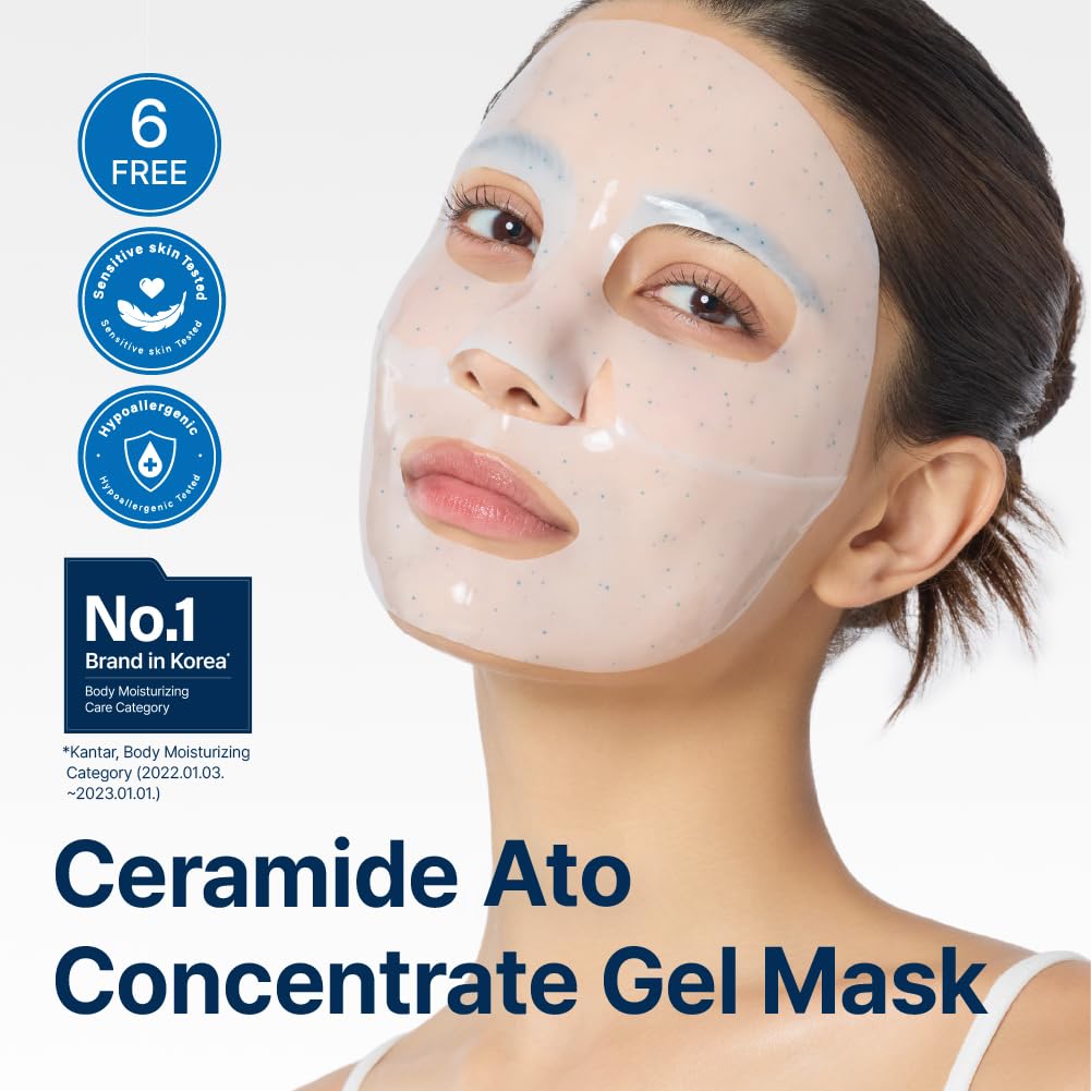 Illiyoon Ceramide Ato mask with blue capsules releasing moisture