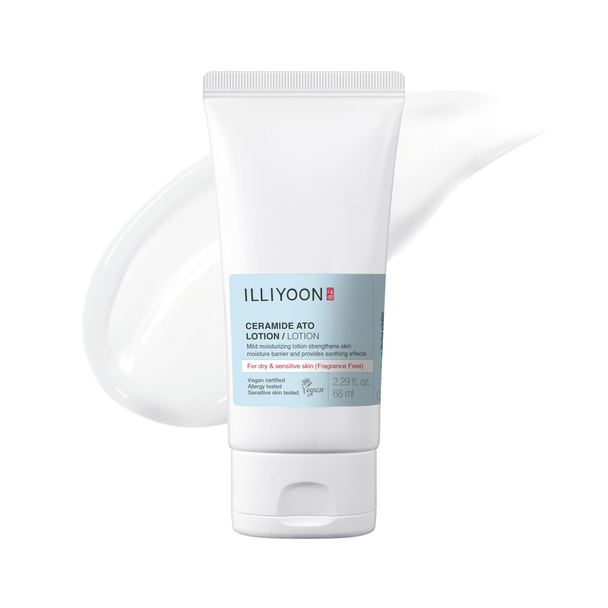 Illiyoon Ceramide Ato Lotion bottle front, ideal daily hydration for sensitive skin.