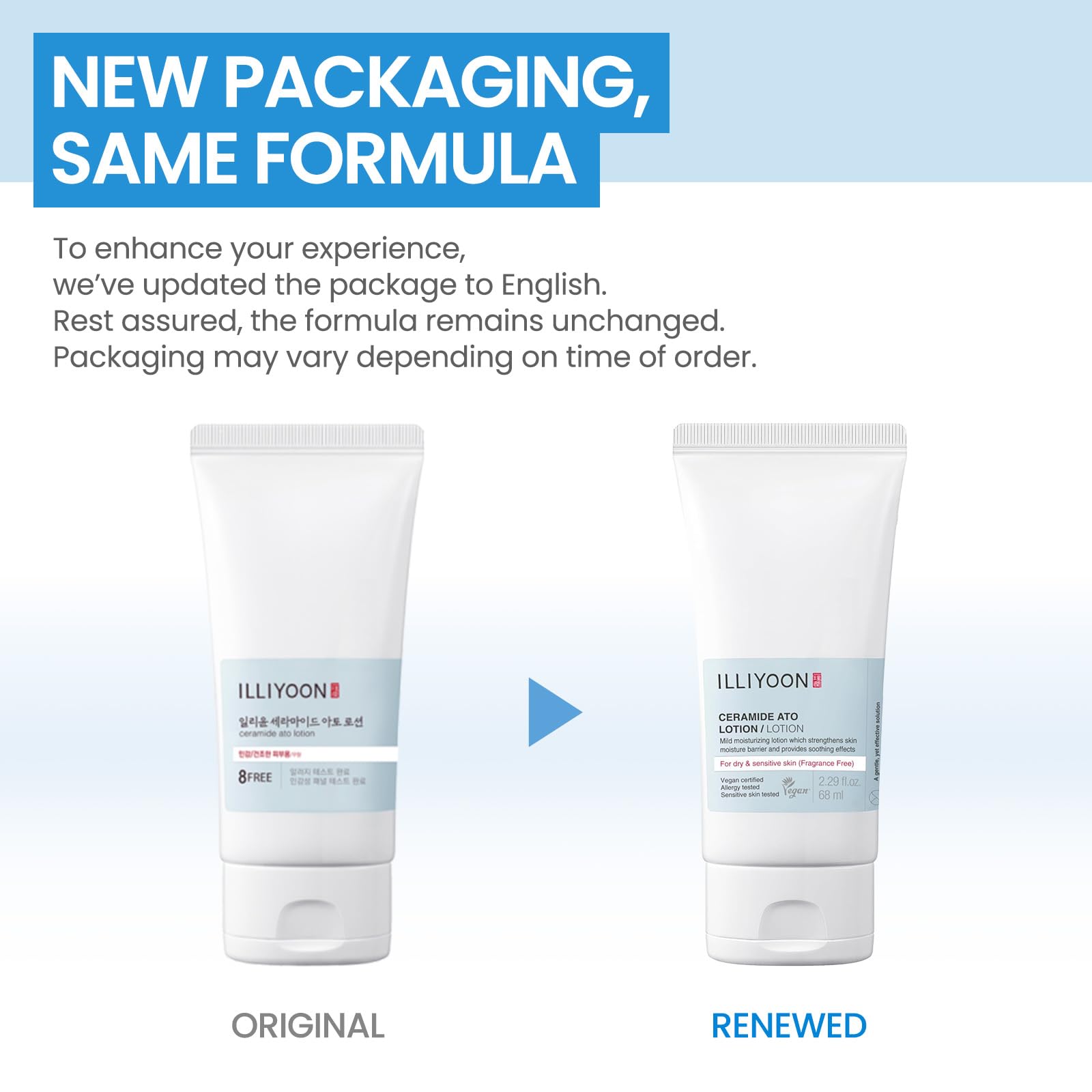 Illiyoon Ceramide Ato Lotion clinical test badge indicates barrier-support performance.