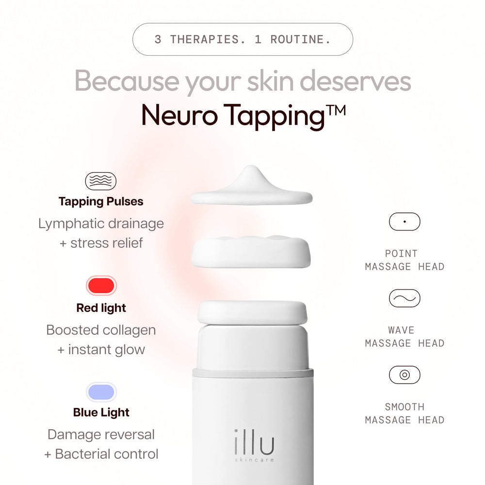illu skincare illu device performing red light therapy for skin rejuvenation