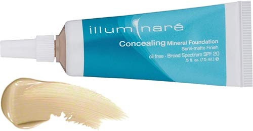 ILLUMINARÉ Concealing Mineral Foundation Amalfi Alabaster bottle for oil-free, breathable coverage.