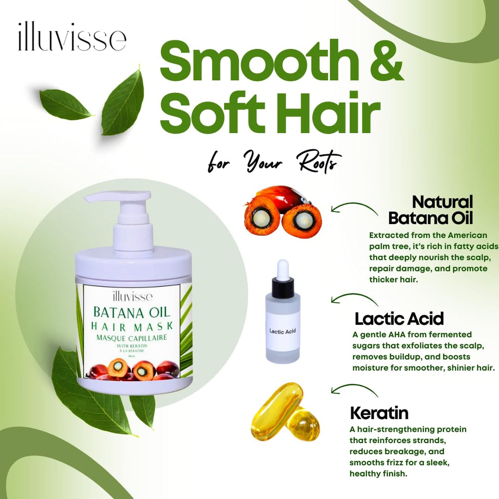 ILLUVISSE Batana Oil Hair Mask texture closeup showing creamy conditioning consistency