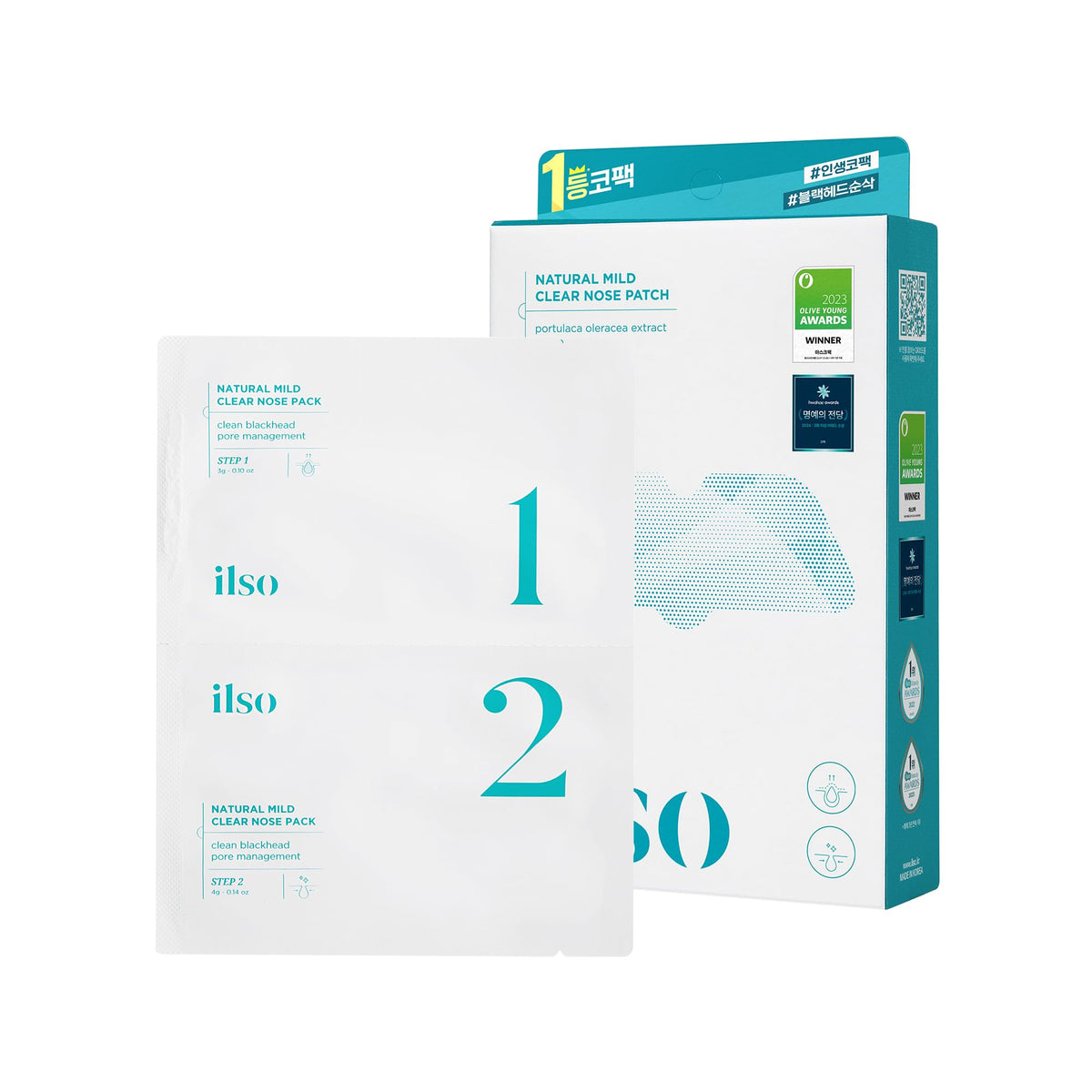 ilso Natural Mild Clear Nose Patch front pack highlights pore care for a clearer nose